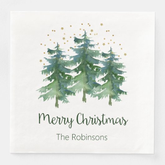 Serviettes en papier Joyeux Noël Forêt d'hiver pou (Devant)
