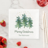 Serviettes en papier Joyeux Noël Forêt d'hiver pou (En situation)