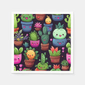 Serviettes en papier Kawaii Cactus (Devant)