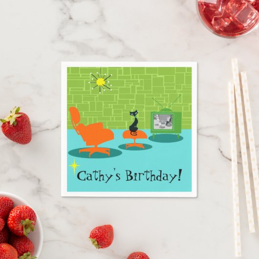 Serviettes en papier Kitty personnalisables (En situation)