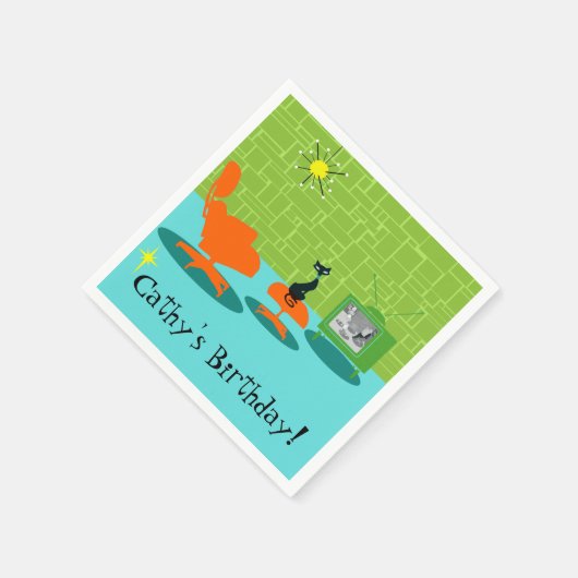 Serviettes en papier Kitty personnalisables (Coin)