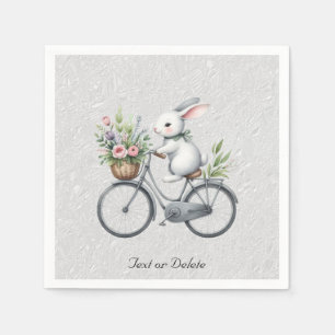 Serviettes en papier Lapin à bicyclette floral