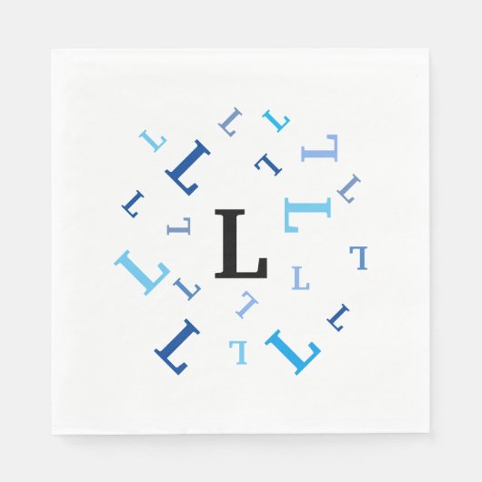 Serviettes en papier (lg) - Lettres bleues mélangé (Devant)