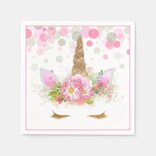Serviettes en papier Licorne Visage Licorne Mignon (Devant)
