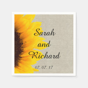 Serviettes en papier lin rustique avec tournesol p