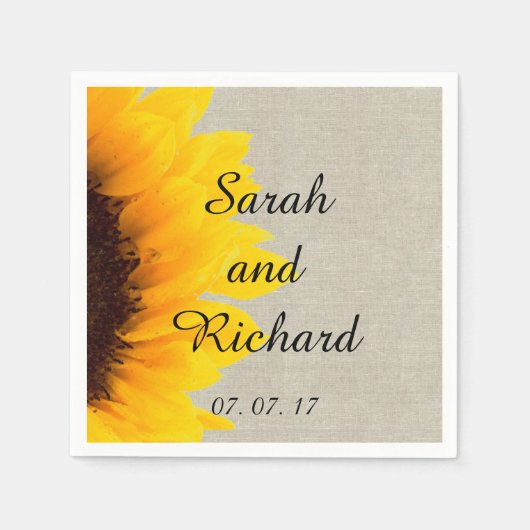 Serviettes en papier lin rustique avec tournesol p (Devant)