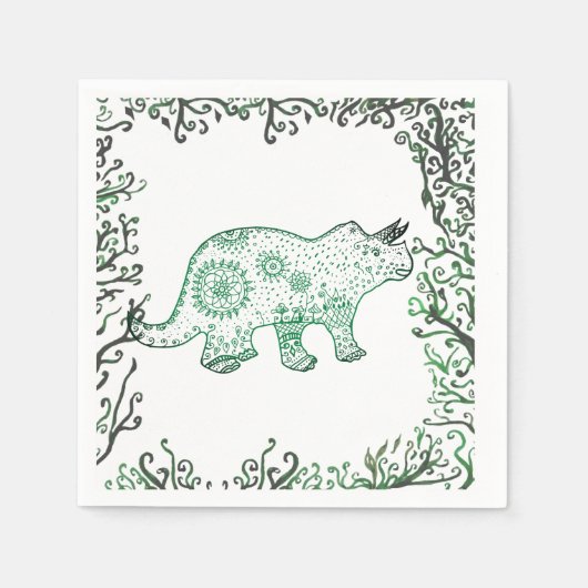 Serviettes en papier Mandala Dinosaure (Devant)