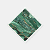 Serviettes en papier Marbre Pailleté Or Vert Agate (Coin)