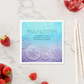 serviettes en papier mariage bleu turquoise (En situation)