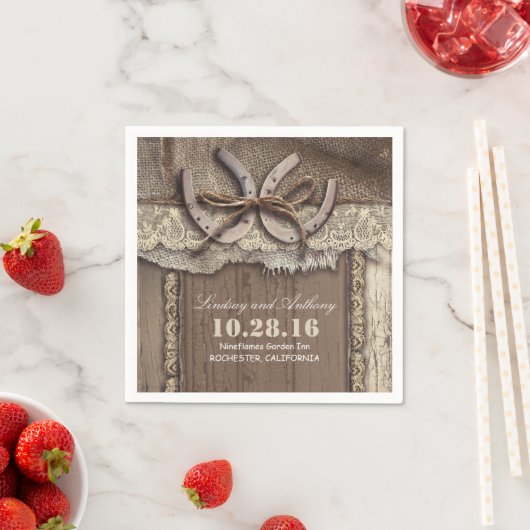 serviettes en papier mariage campagnard rustique - (En situation)