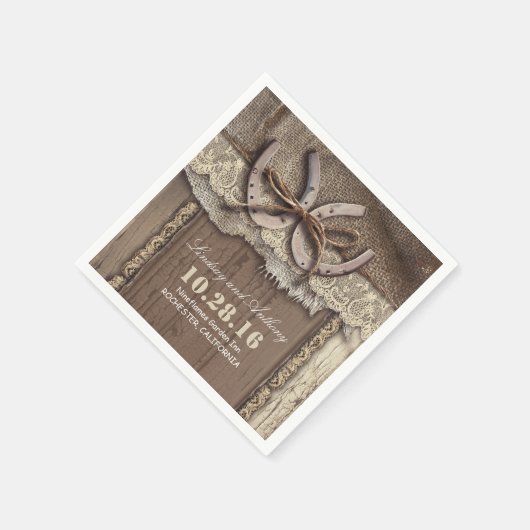 serviettes en papier mariage campagnard rustique - (Coin)