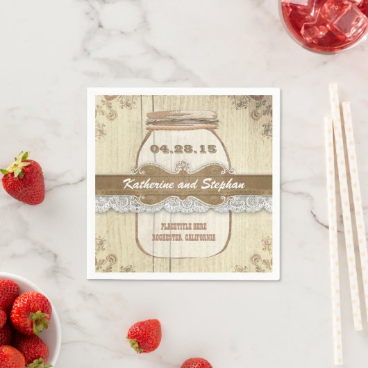 serviettes en papier mariage campagnard rustique - (En situation)