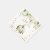 Serviettes en papier mariage citrouille or et blan (Coin)