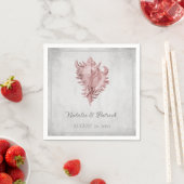 Serviettes en papier mariage Coquille de conque ro (En situation)