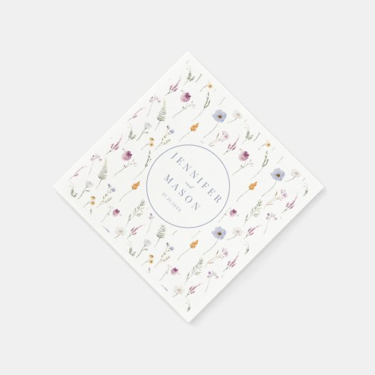 Serviettes en papier mariage couleur bleu fleur sa (Coin)