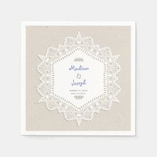 serviettes en papier mariage en dentelle vintage
