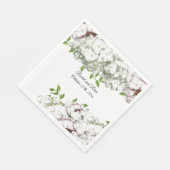 Serviettes en papier mariage fleurs blanches et ro (Coin)