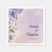 Serviettes en papier mariage Fleurs violettes Forê (Devant)