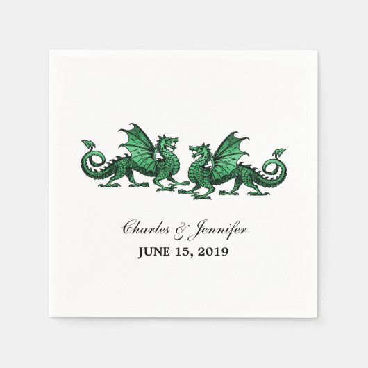 Serviettes en papier Mariage Green Elegon Dragons (Devant)
