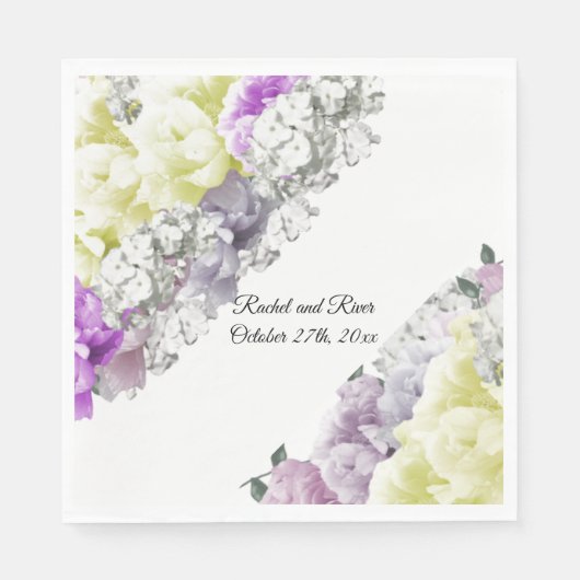 Serviettes en papier Mariage jaune mélangé (Devant)