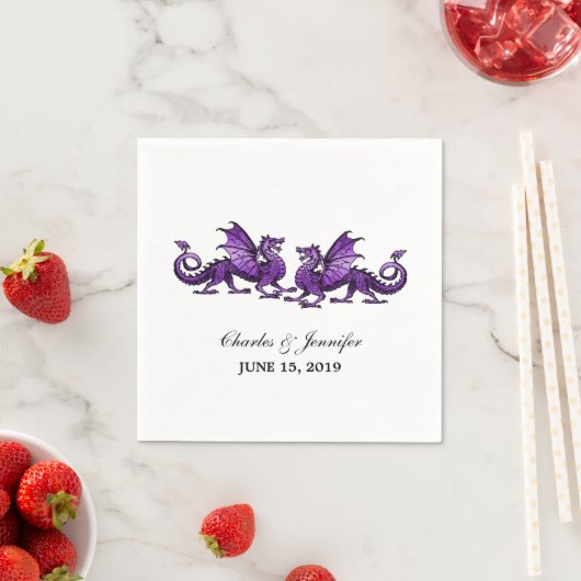 Serviettes en papier Mariage Purple Elegant Dragon (En situation)