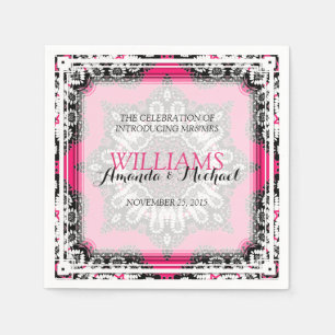 Serviettes en papier Mariage rose rose élégant