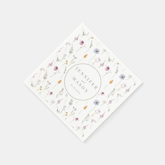 Serviettes en papier mariage Rustique fleur sauvag (Coin)