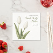 Serviettes en papier mémorial Tulipes blanches élé (En situation)