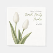 Serviettes en papier mémorial Tulipes blanches élé (Devant)