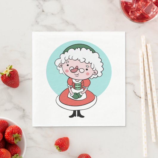 serviettes en papier Mme Claus (En situation)