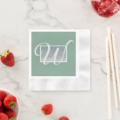 Serviettes en papier Monogram argent vert sauge (En situation)