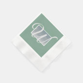 Serviettes en papier Monogram argent vert sauge (Coin)