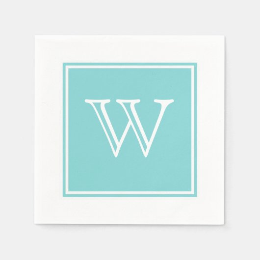 Serviettes en papier Monogram Carré Turquoise (Devant)