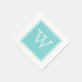 Serviettes en papier Monogram Carré Turquoise (Coin)