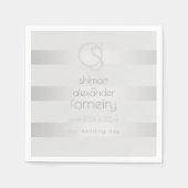 SERVIETTES EN PAPIER | Monogramme à rayures argent (Devant)