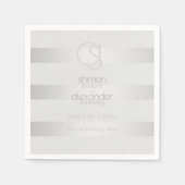 SERVIETTES EN PAPIER | Monogramme à rayures argent (Devant)