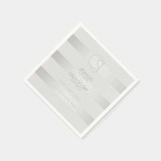 SERVIETTES EN PAPIER | Monogramme à rayures argent (Coin)