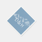 Serviettes en papier Monogramme Dusk Blue de la ch (Coin)