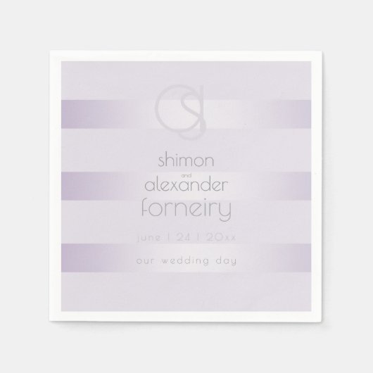 SERVIETTES EN PAPIER | Monogramme Lilac Shimmer St (Devant)