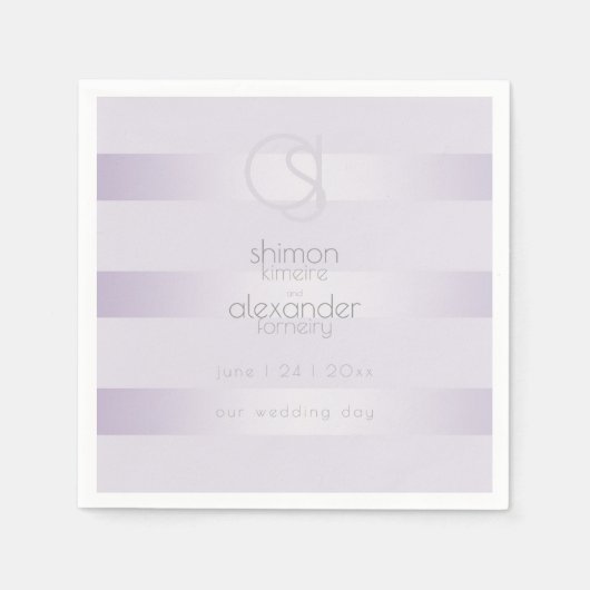 SERVIETTES EN PAPIER | Monogramme Lilac Shimmer St (Devant)