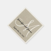 Serviettes en papier monogramme rustique lin (Coin)