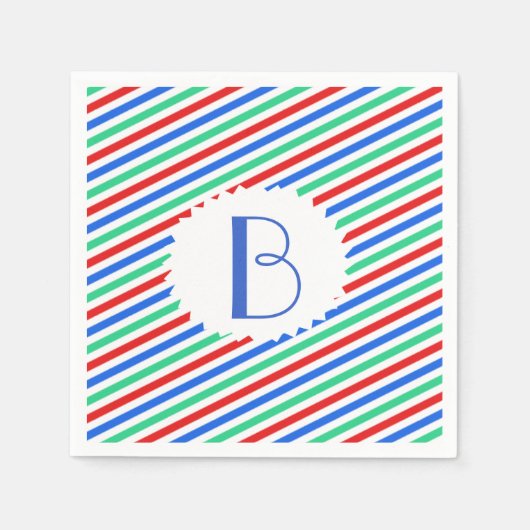 Serviettes en papier monogramme tripé (Devant)