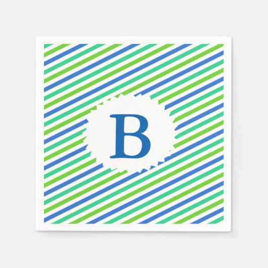 Serviettes en papier monogramme tripé (Devant)