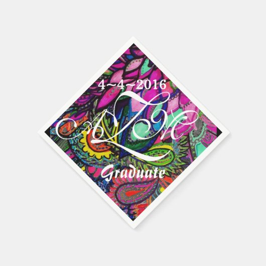 Serviettes en papier monogrammes à motifs Zen colo (Coin)