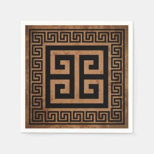 Serviettes en papier motif à clé grecque noir