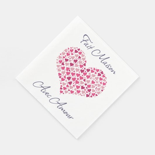 Serviettes en papier motif coeurs roses (Coin)