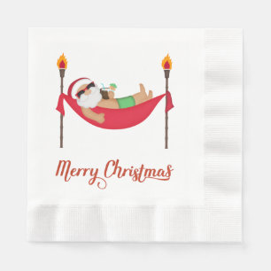 Serviettes en papier Noël Santa Tropical