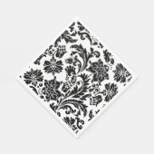 Serviettes en papier noir et blanc damassé (Coin)