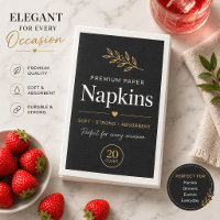 Serviettes en papier noires de luxe pour mariage