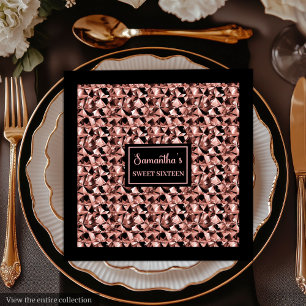 Serviettes en papier Or Rose et Noir Élégant embal